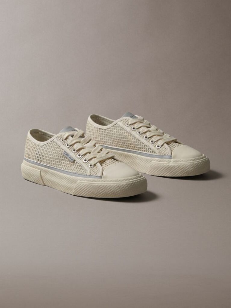 Beige Raffia Vulcanised Sneakers  Women