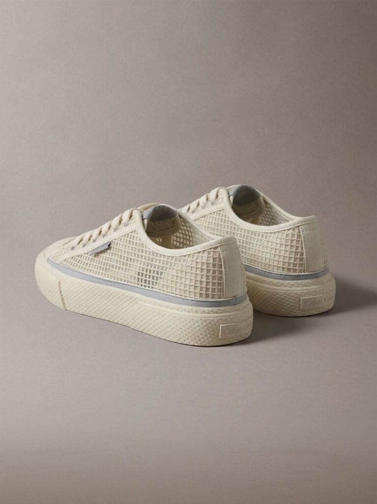 Beige Raffia Vulcanised Sneakers  Women