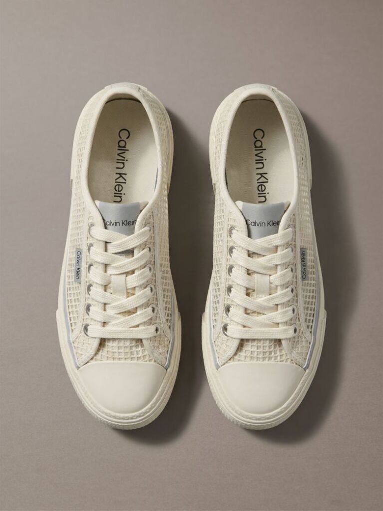 Beige Raffia Vulcanised Sneakers  Women