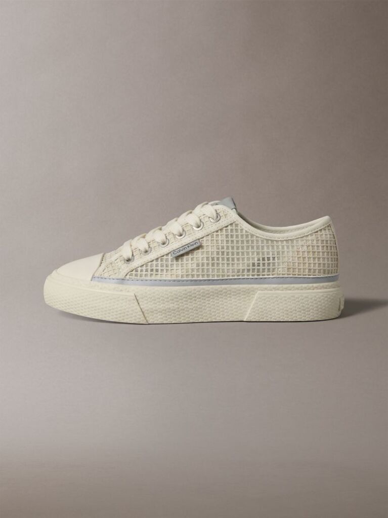 Beige Raffia Vulcanised Sneakers  Women