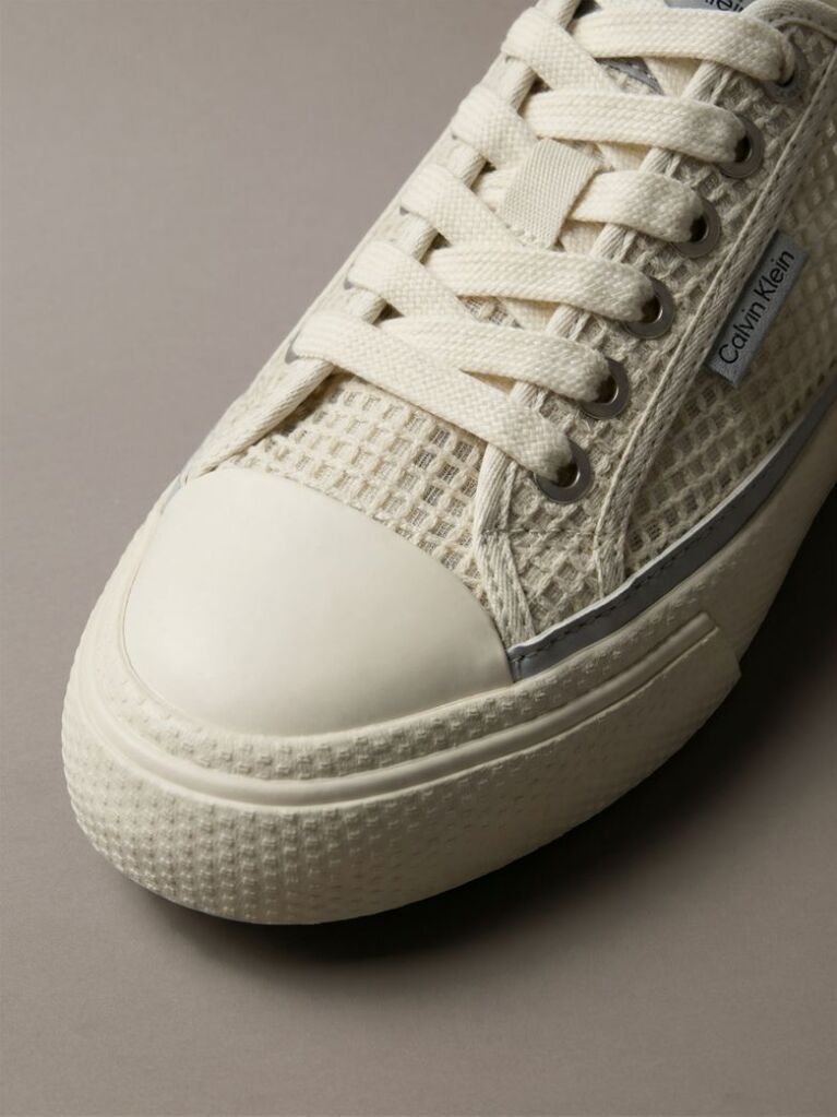 Beige Raffia Vulcanised Sneakers  Women