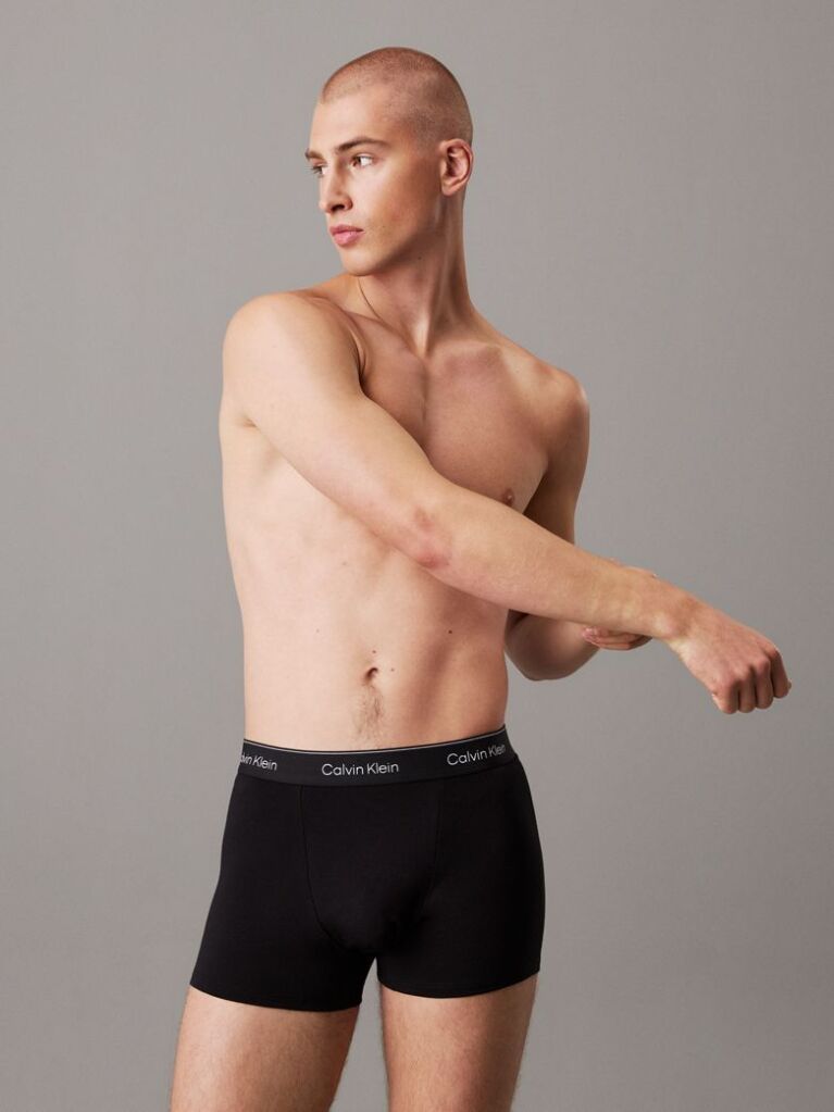 Black 3 Pack Relaxed Dart Trunks - Icon Cotton Stretch  Men