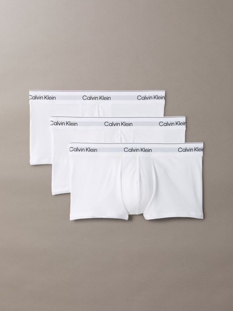 White 3 Pack Low Rise Trunks - Icon Cotton Stretch  Men