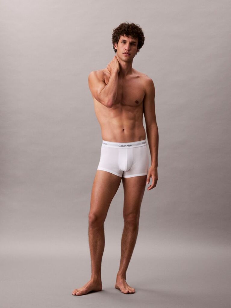 White 3 Pack Low Rise Trunks - Icon Cotton Stretch  Men