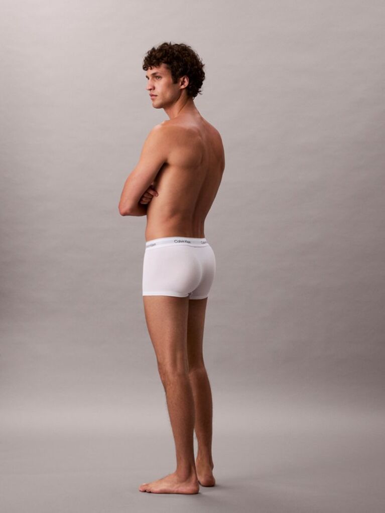 White 3 Pack Low Rise Trunks - Icon Cotton Stretch  Men