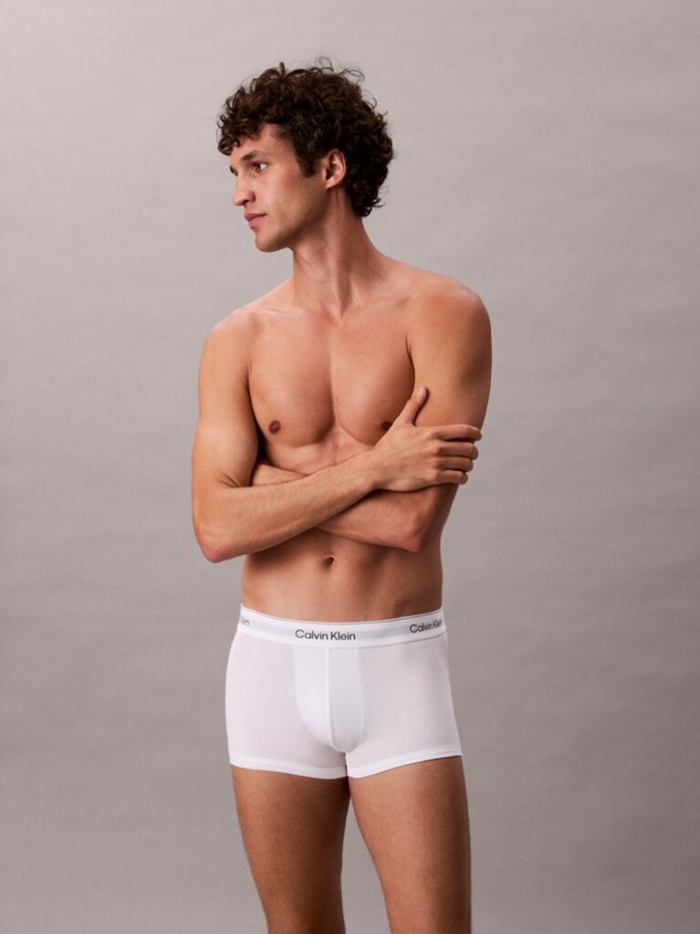 White 3 Pack Low Rise Trunks - Icon Cotton Stretch  Men