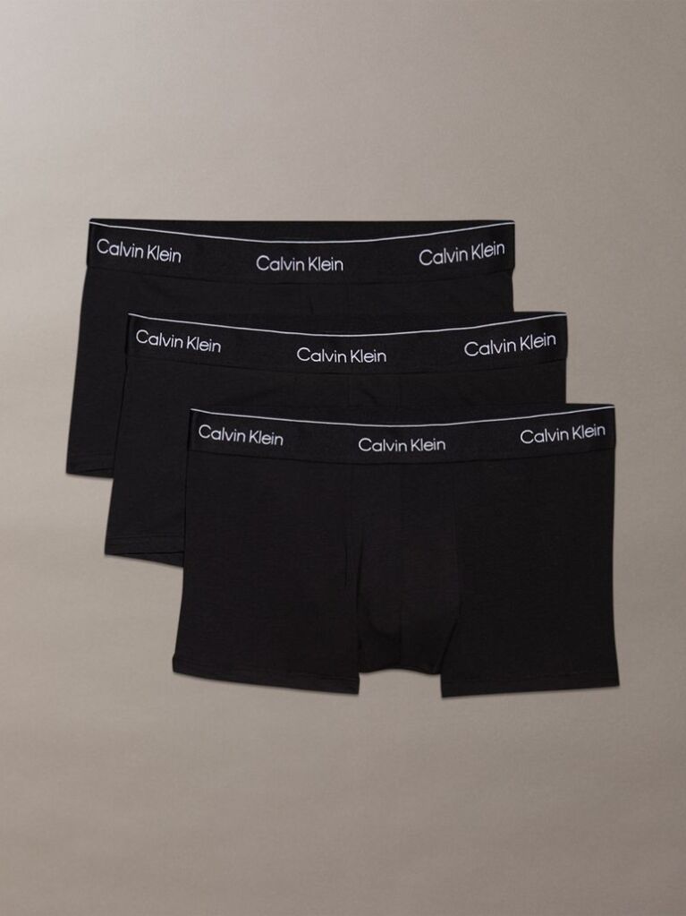 Black 3 Pack Low Rise Trunks - Icon Cotton Stretch  Men