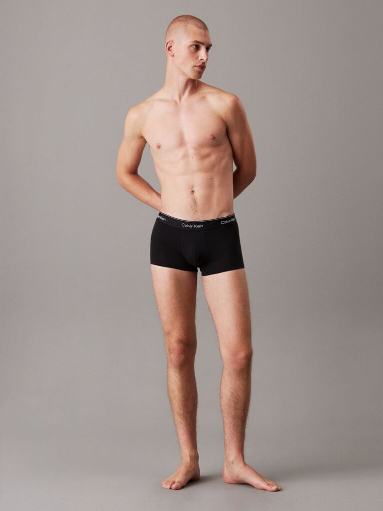 Black 3 Pack Low Rise Trunks - Icon Cotton Stretch  Men