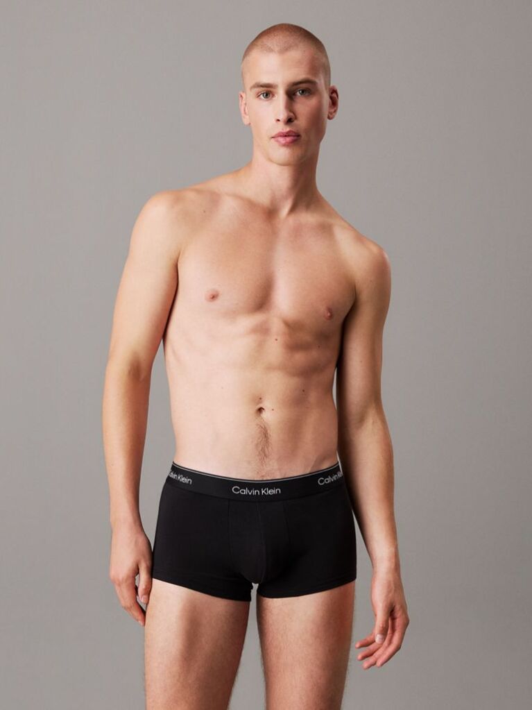 Black 3 Pack Low Rise Trunks - Icon Cotton Stretch  Men