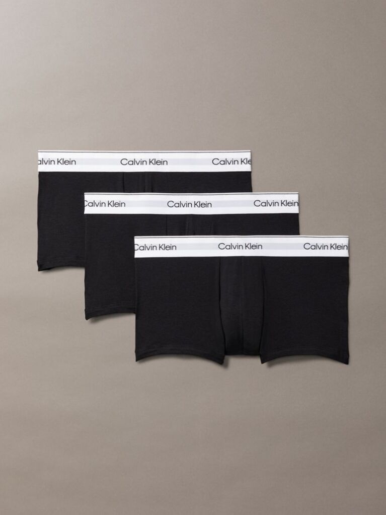 Black 3 Pack Low Rise Trunks - Icon Cotton Stretch  Men