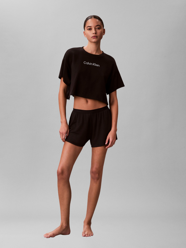 Black Cropped Beach T-Shirt  Women