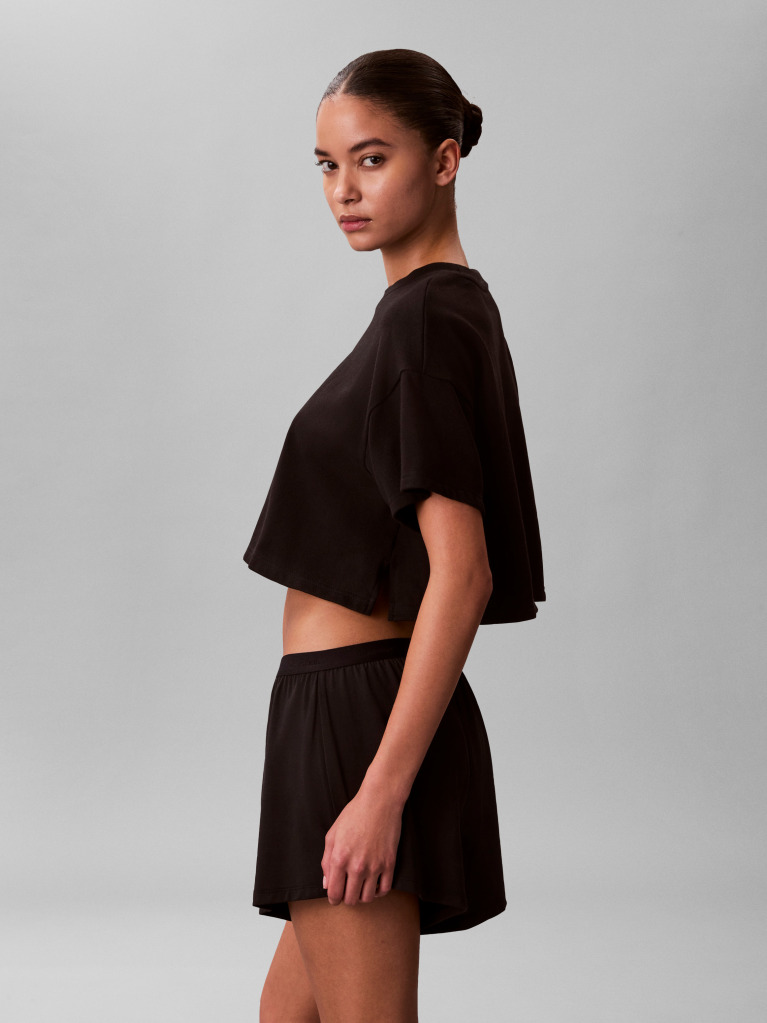 Black Cropped Beach T-Shirt  Women