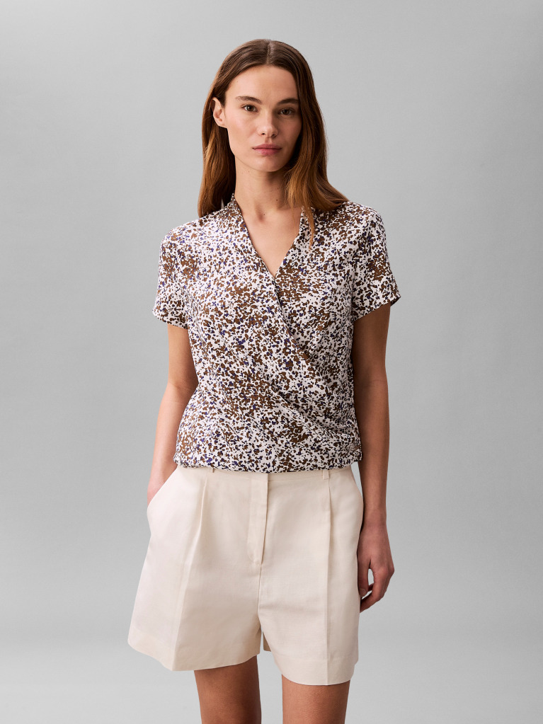 Multi Printed Crepe Wrap Top  Women