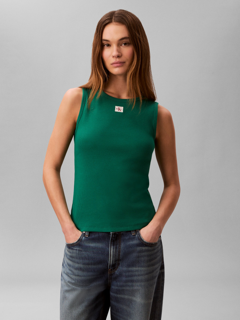 Green Logo Label Tank Top  Women