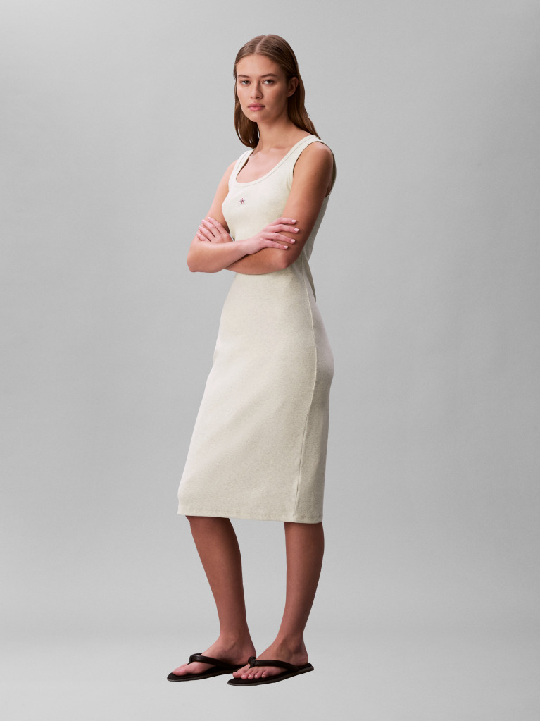 Grey Ribbed Sleeveless Mini Dress  Women
