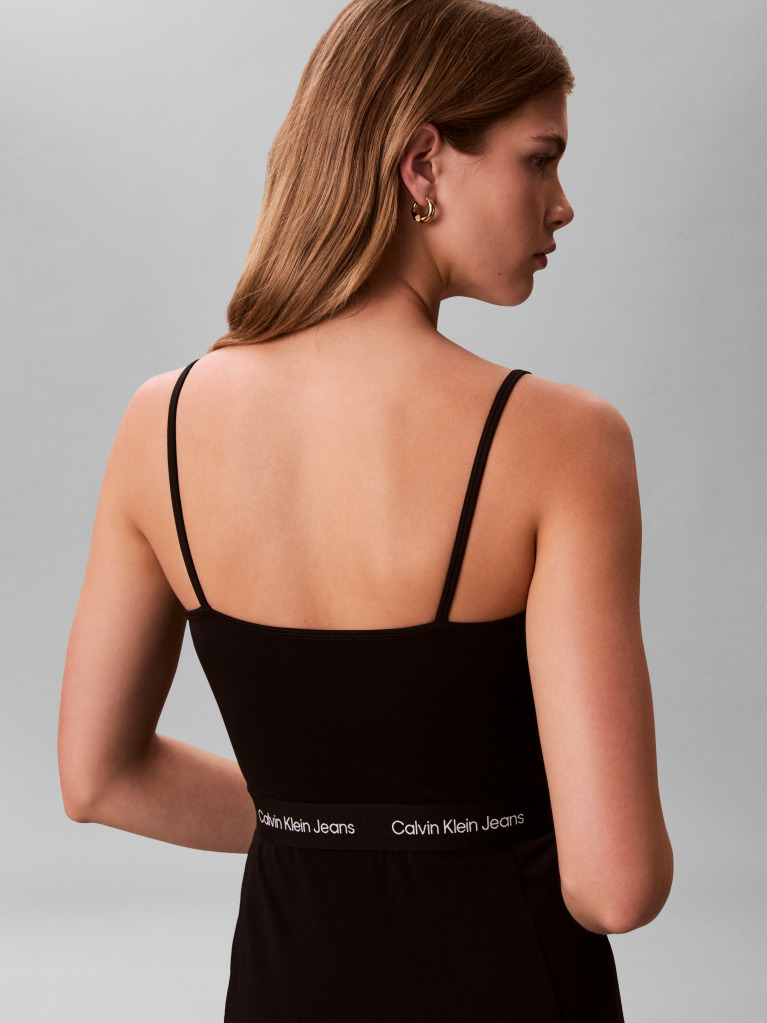 Black Logo Waistband Bodycon Mini Dress  Women