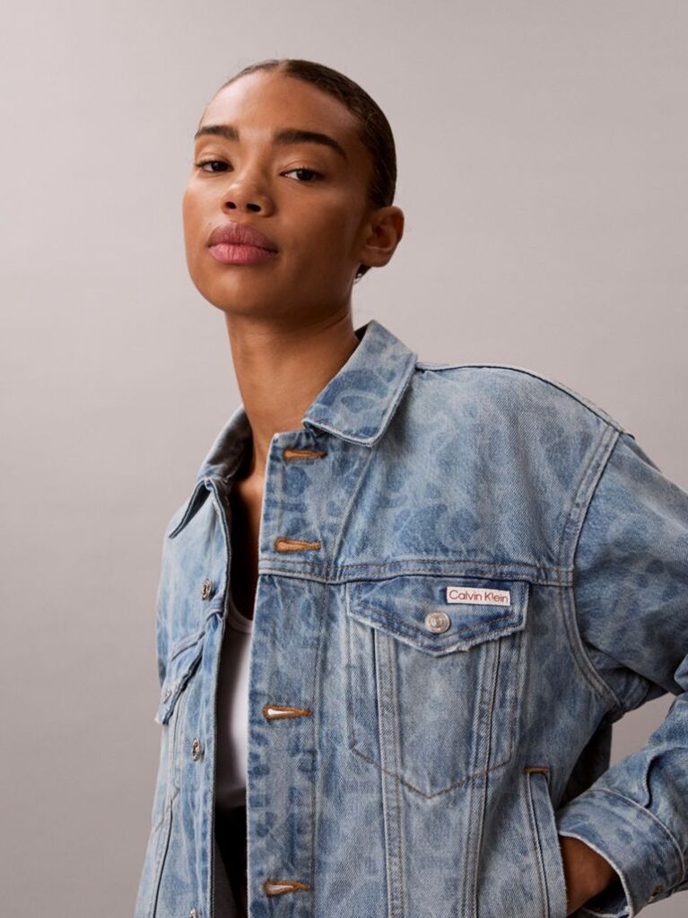 Denim 90s Print Denim Trucker Jacket  Women