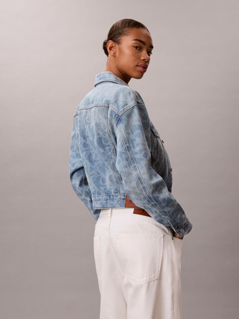 Denim 90s Print Denim Trucker Jacket  Women