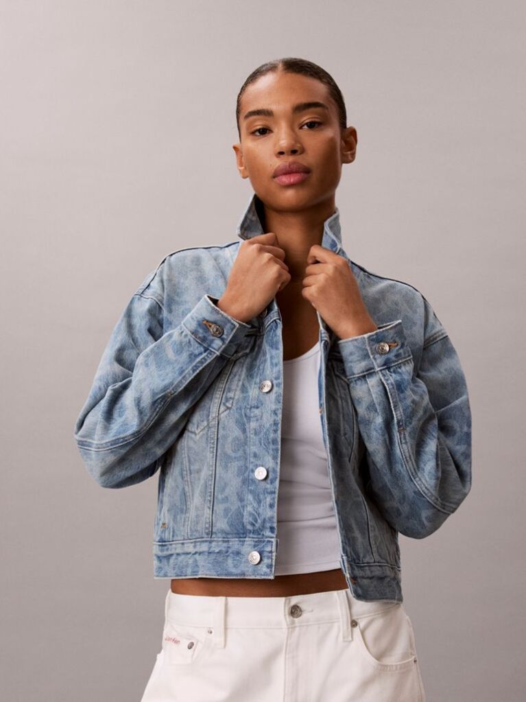 Denim 90s Print Denim Trucker Jacket  Women