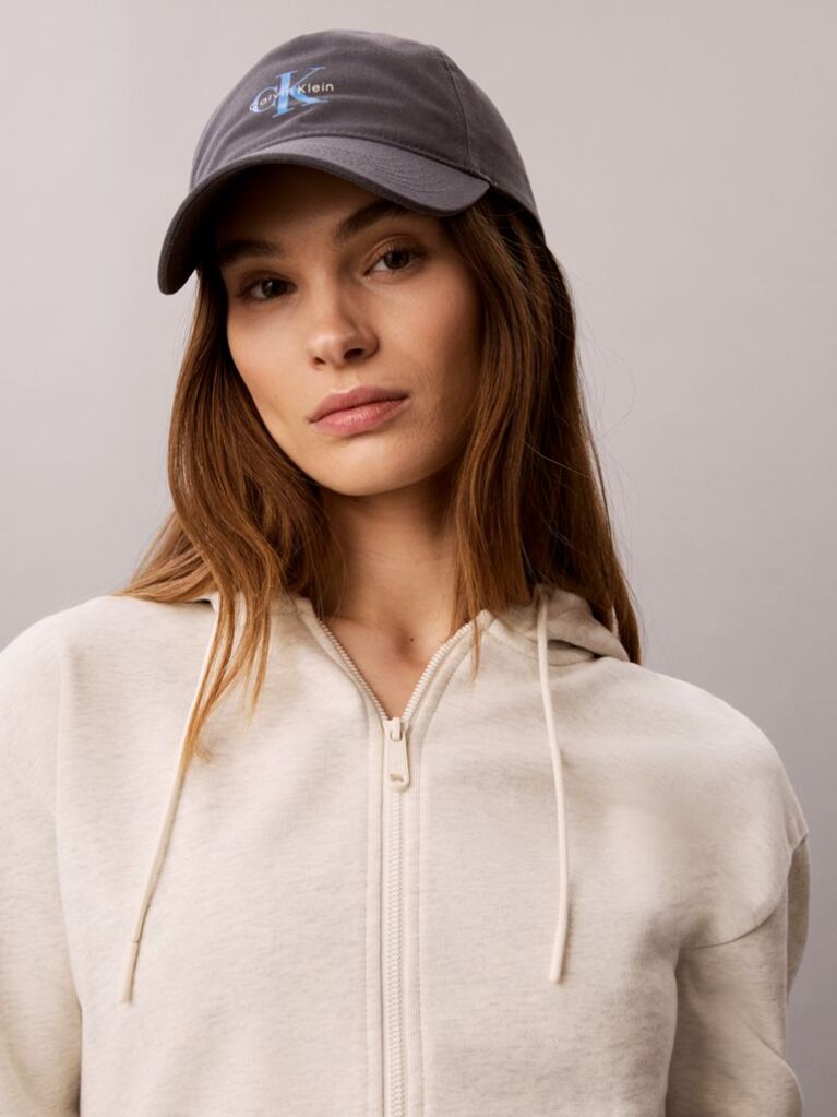Beige Cropped Logo Elastic Zip Hoodie  Women