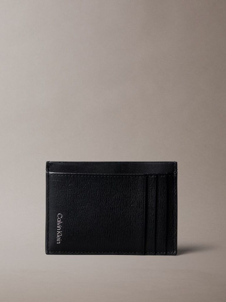 Black Leather Vertical Card Holder  Men