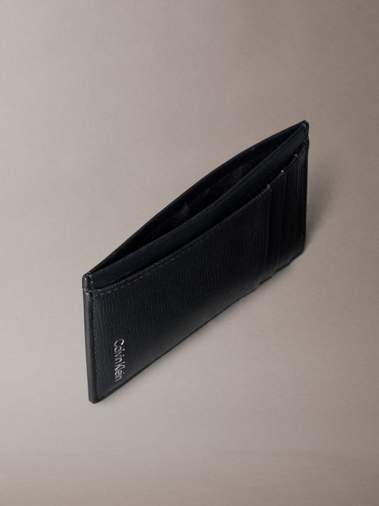 Black Leather Vertical Card Holder  Men