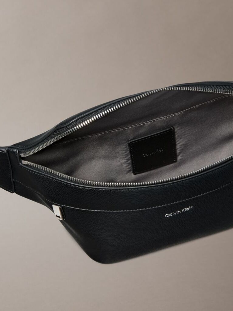 Black Metal Logo Bum Bag  Men