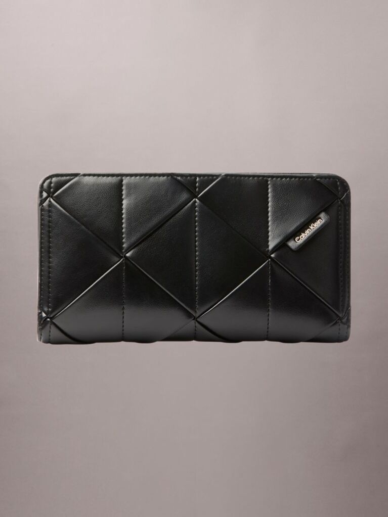 Black Patchwork Logo Passport Wallet  Women