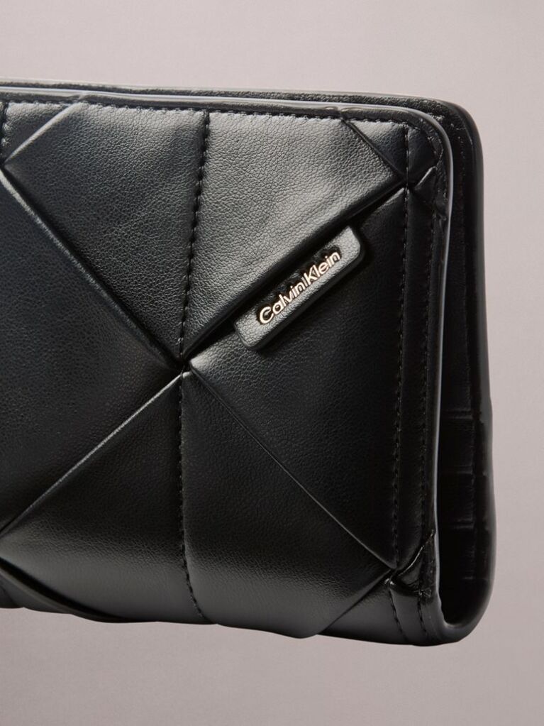 Black Patchwork Logo Passport Wallet  Women