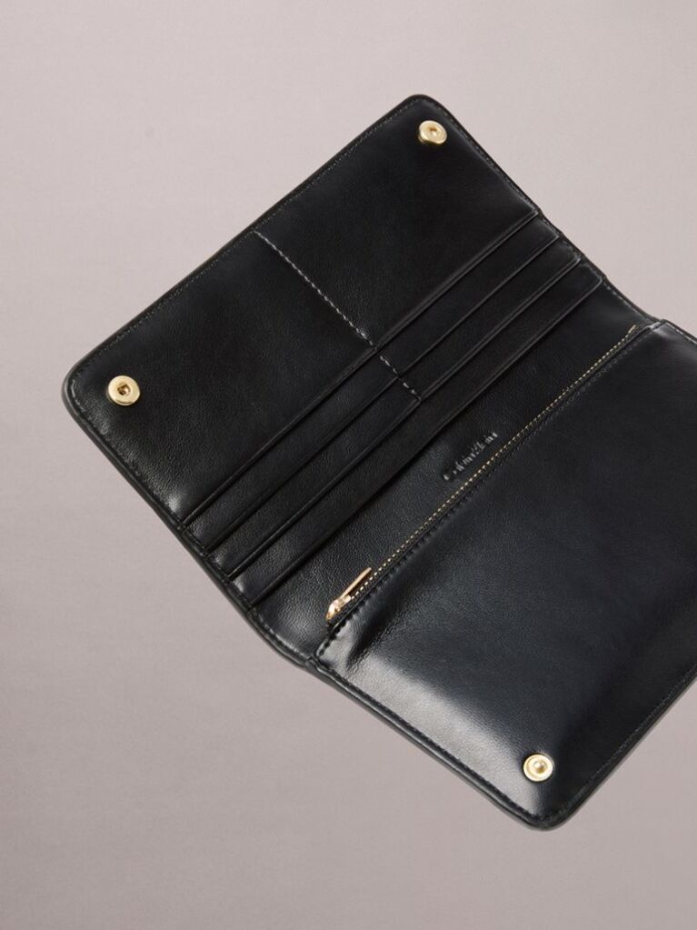 Black Patchwork Logo Passport Wallet  Women