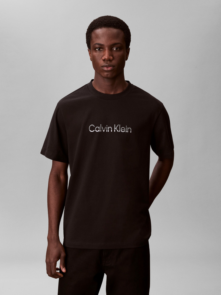 Black Fade Logo Crew Neck T-Shirt  Men