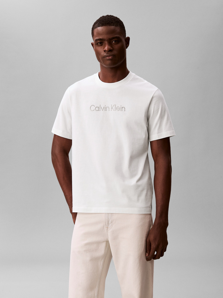 White Fade Logo Crew Neck T-Shirt  Men