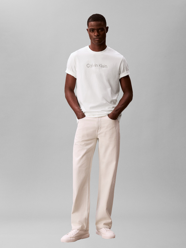 White Fade Logo Crew Neck T-Shirt  Men