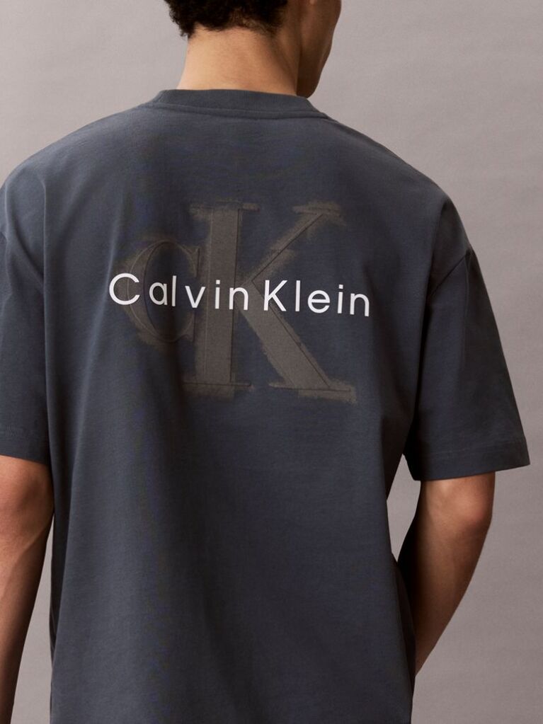 Blue Oversized Embossed Logo T-shirt  Men