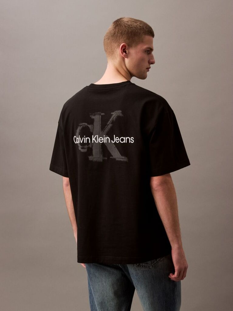 Black Oversized Embossed Logo T-shirt  Men