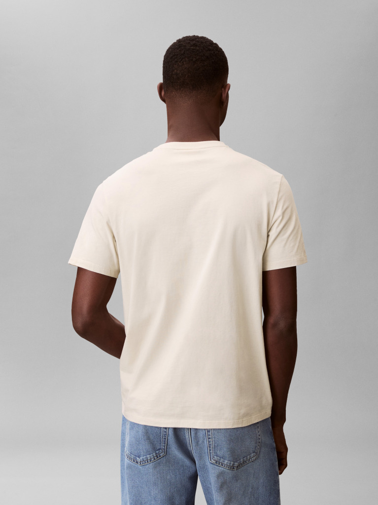 Beige Cotton Badge T-shirt  Men