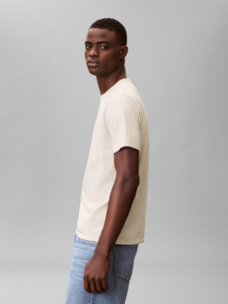 Beige Cotton Badge T-shirt  Men