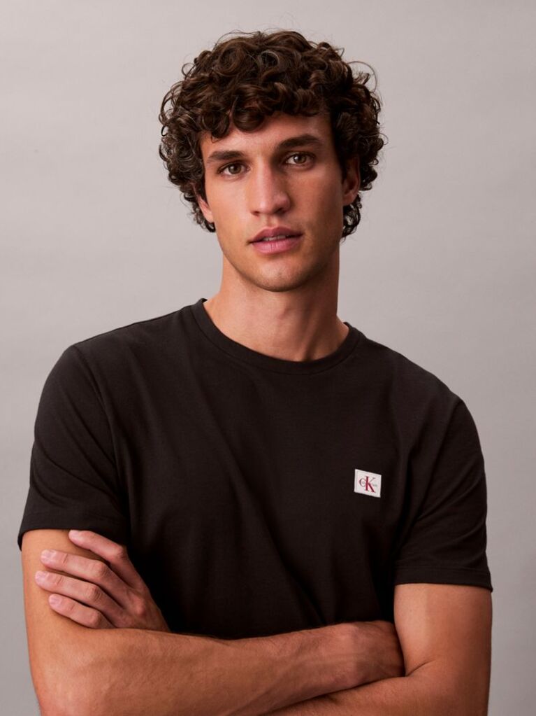 Black Cotton Badge T-shirt  Men
