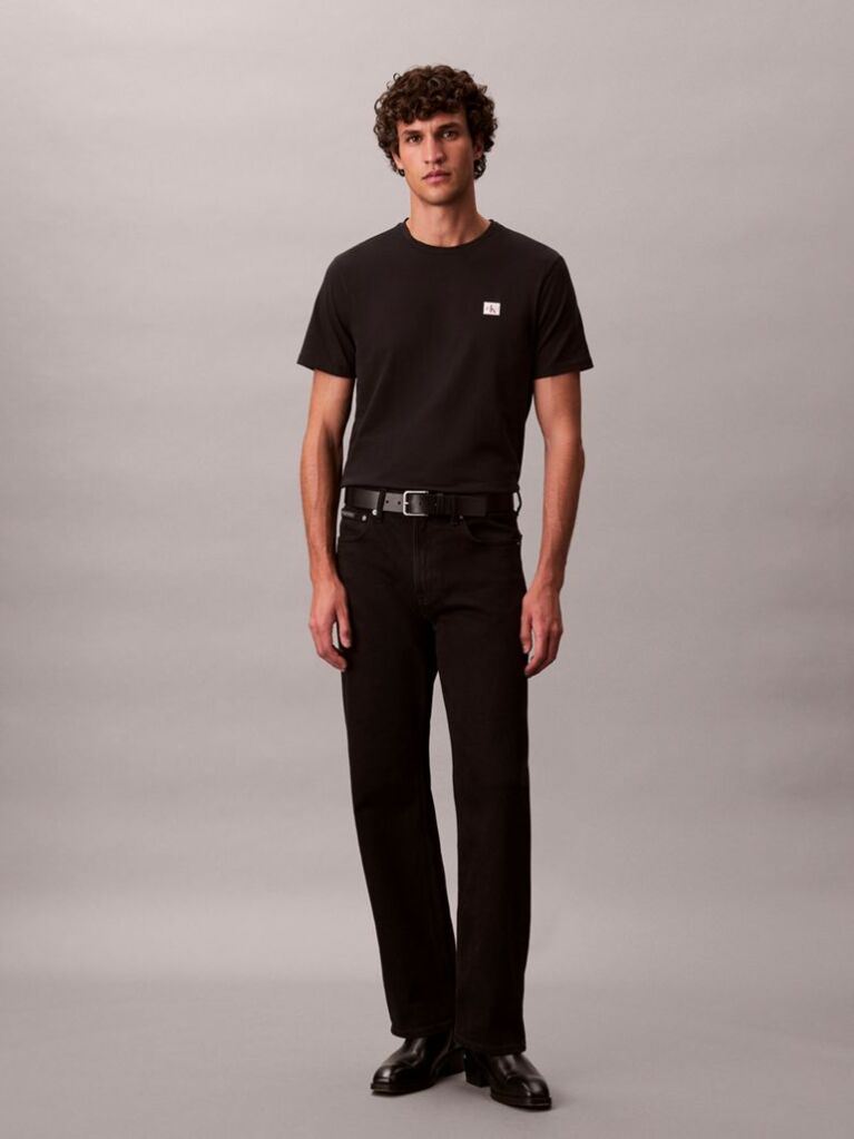 Black Cotton Badge T-shirt  Men