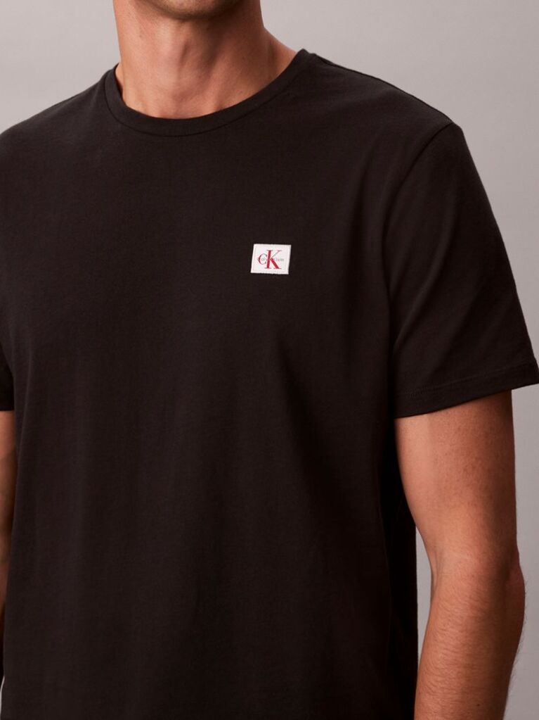 Black Cotton Badge T-shirt  Men