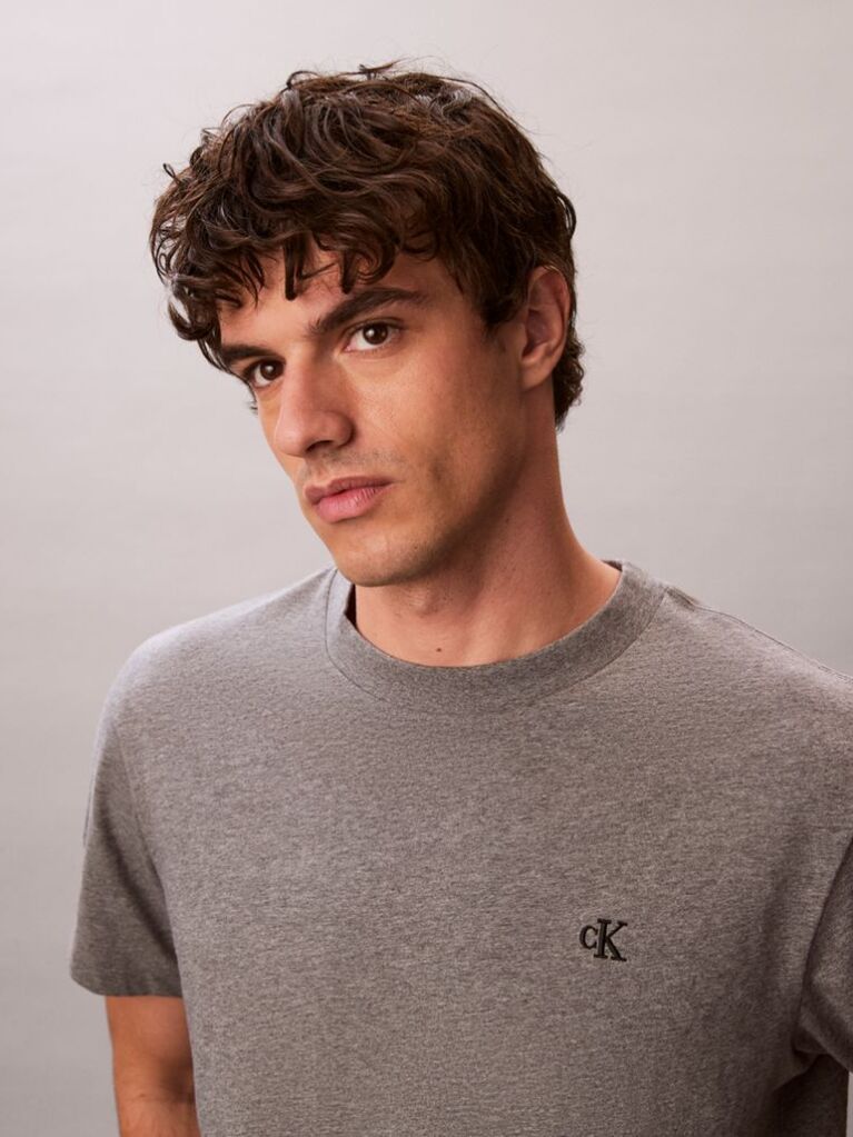 Grey Embroidered Monogram Relaxed T-Shirt  Men