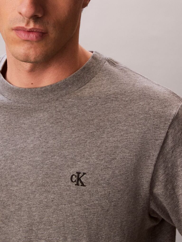 Grey Embroidered Monogram Relaxed T-Shirt  Men