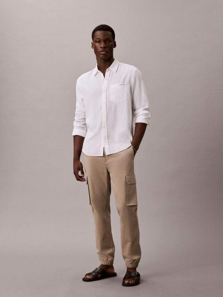Khaki Skinny Twill Cargo Pants  Men