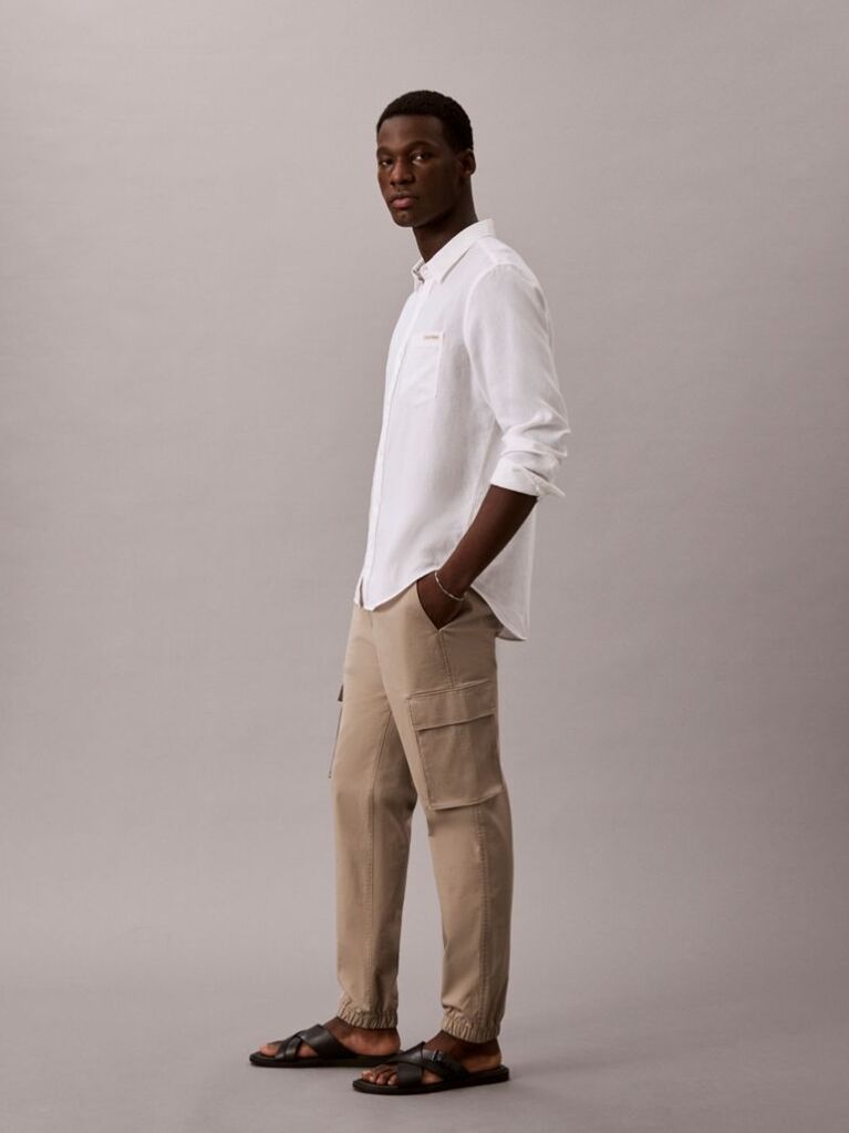 Khaki Skinny Twill Cargo Pants  Men