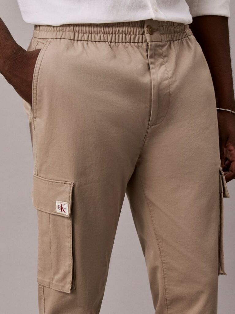 Khaki Skinny Twill Cargo Pants  Men