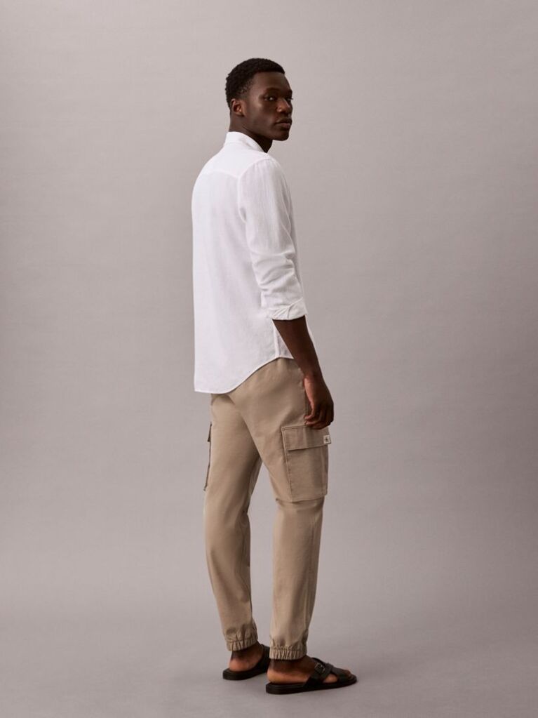 Khaki Skinny Twill Cargo Pants  Men