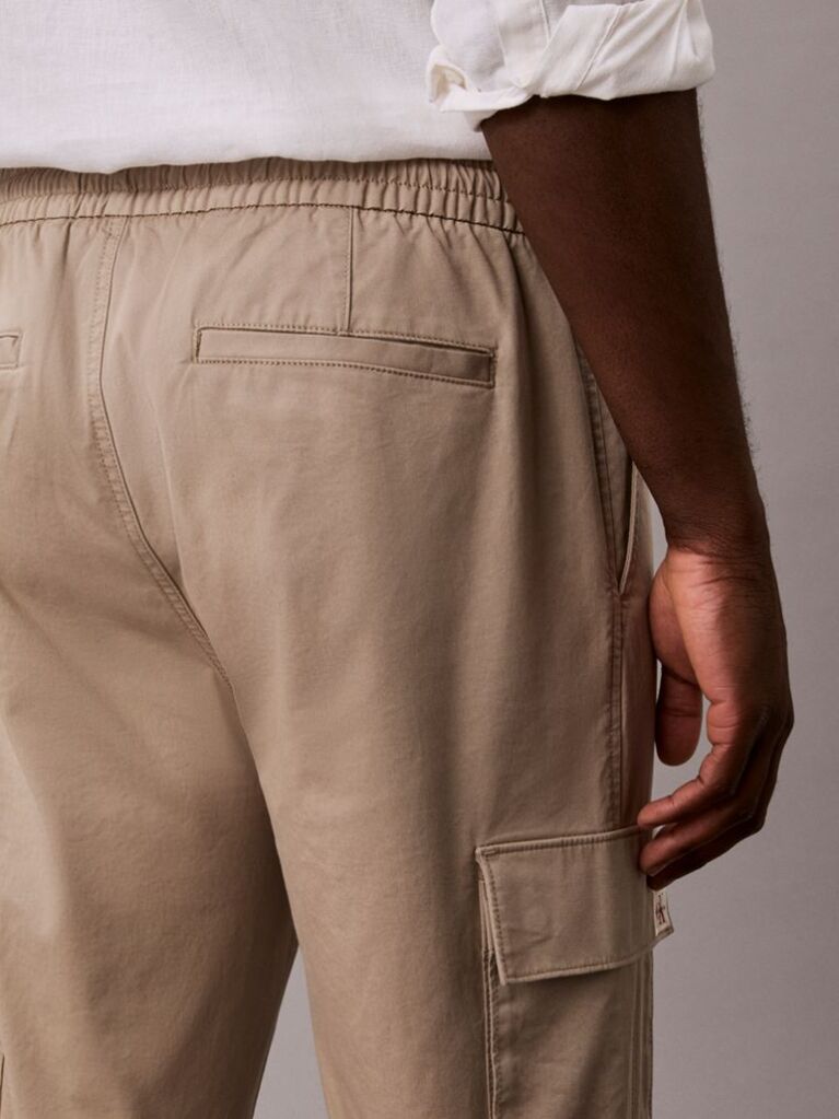 Khaki Skinny Twill Cargo Pants  Men