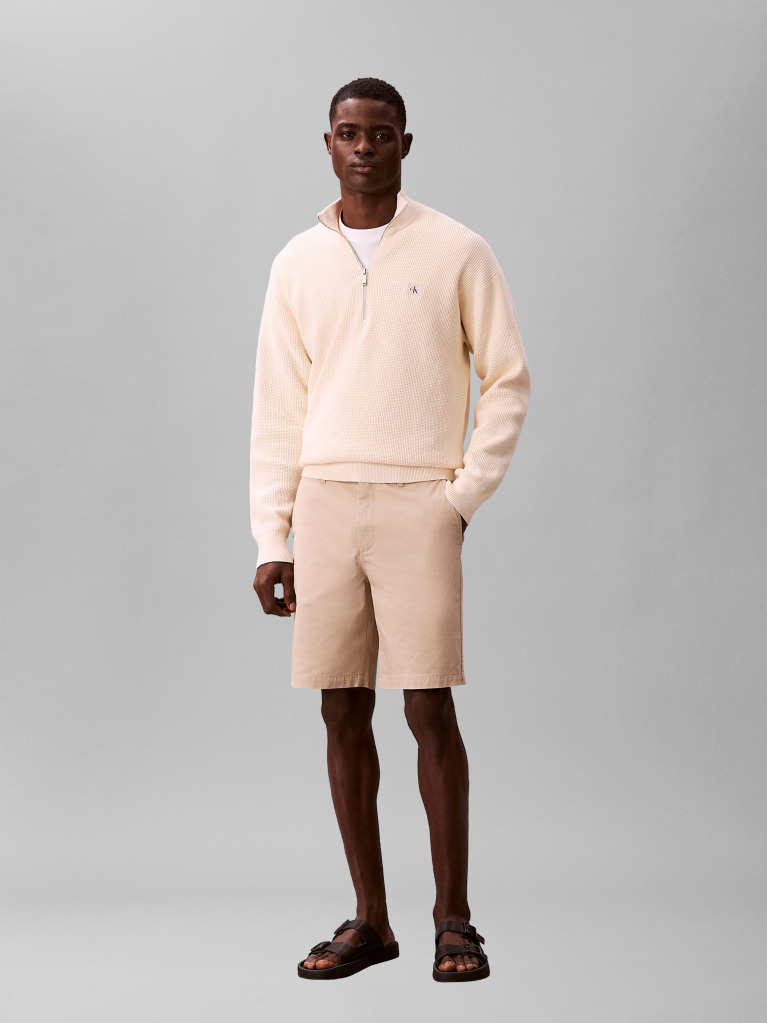 White Straight Chino Shorts  Men