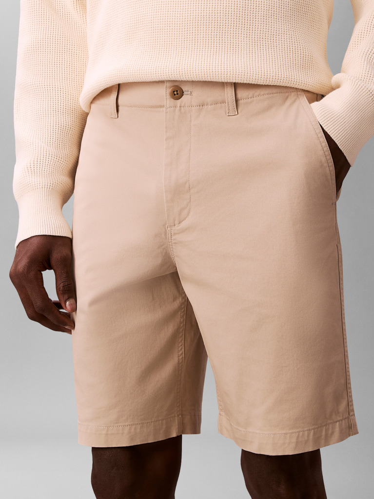 White Straight Chino Shorts  Men