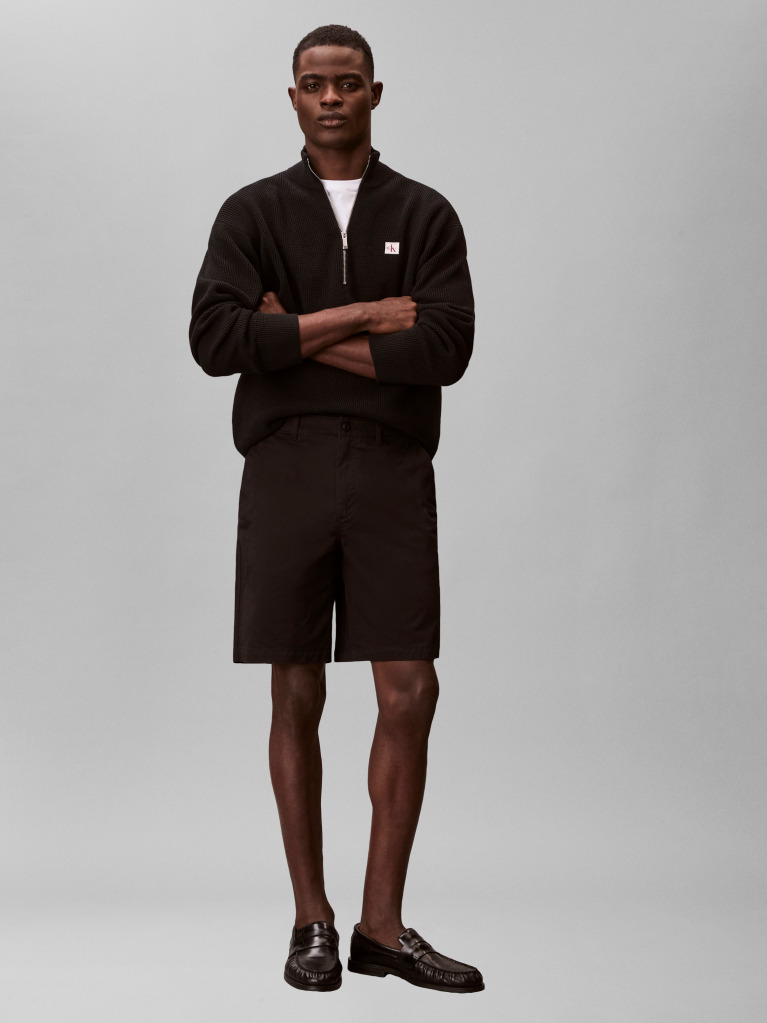 Black Straight Chino Shorts  Men